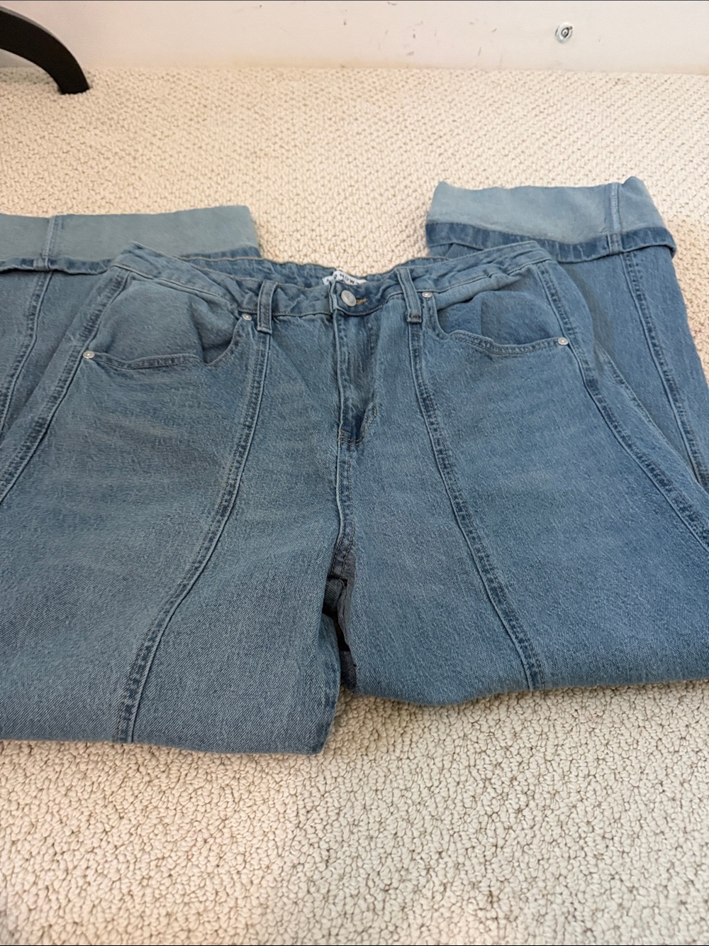 High-Rise Paneled Light Blue Jeans for Women